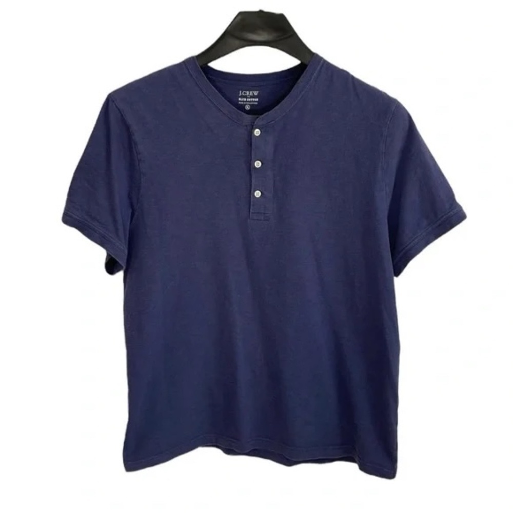 J. Crew Men’s Slub Cotton Short Sleeve Henley T-Shirt - Size L - Blue